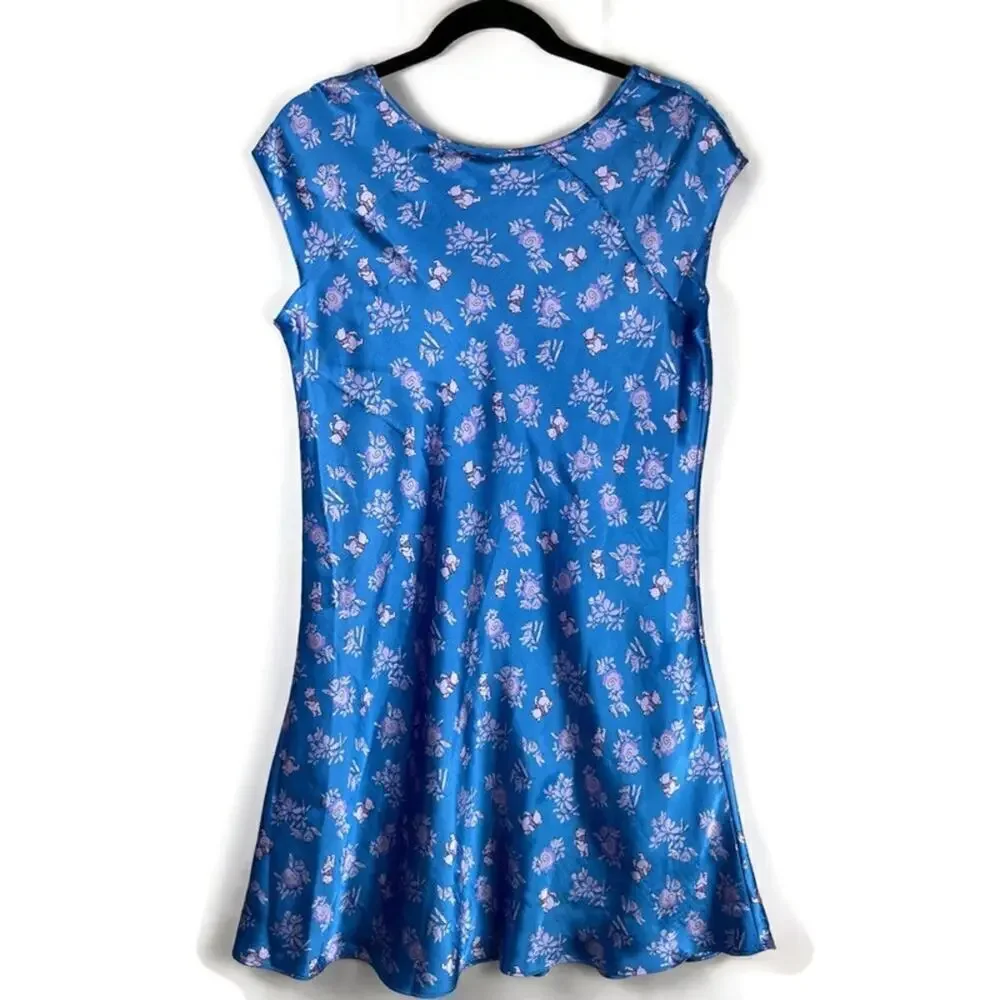 DISNEY STORE Wmns Winnie the Pooh Satin Short Sleeve Short Nightgown Blue Size M - Picture 2 of 6